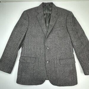 Lauren Ralph Lauren Men’s Gray Herringbone Wool Black Label Vintage Coat 40S
